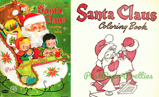 Vintage Printable Christmas Santa Claus Coloring Book c. 1961 PDF Instant Digital Download 27 Pages Holiday Activity Book