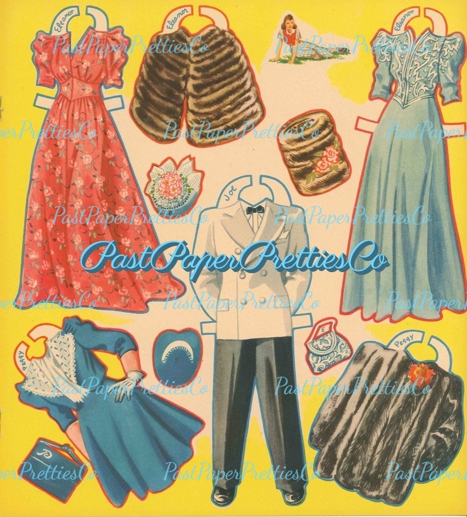 Vintage A Party of 6 Paper Dolls 1949 Printable PDF Instant Digital Download 6 Guys & Gals Young Adults Mid Century Clothing Clip Art