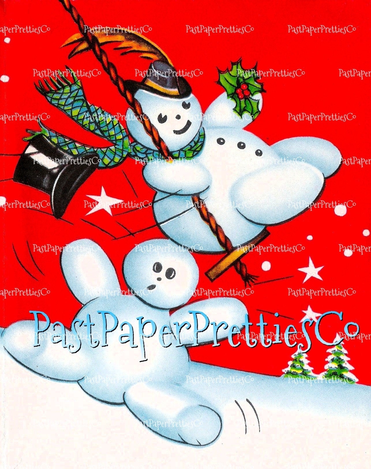 27 Vintage Art Deco Snowman Christmas Collage Sheet & Full Cards Printable Snowmen PDF Instant Digital Retro Kitsch Kawaii 300 dpi