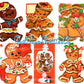 18 Vintage Printable Retro Gingerbread Man Cookie Christmas Card Images 3 Sizes PDF Instant Digital Download Cute Merry Kitschmas Clipart