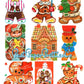 18 Vintage Printable Retro Gingerbread Man Cookie Christmas Card Images 3 Sizes PDF Instant Digital Download Cute Merry Kitschmas Clipart