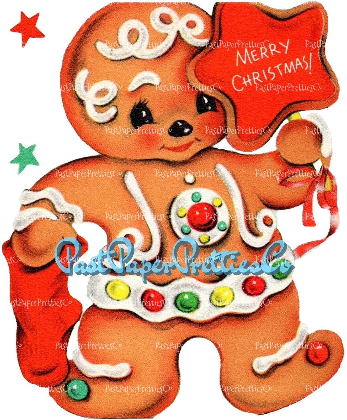 18 Vintage Printable Retro Gingerbread Man Cookie Christmas Card Images 3 Sizes PDF Instant Digital Download Cute Merry Kitschmas Clipart