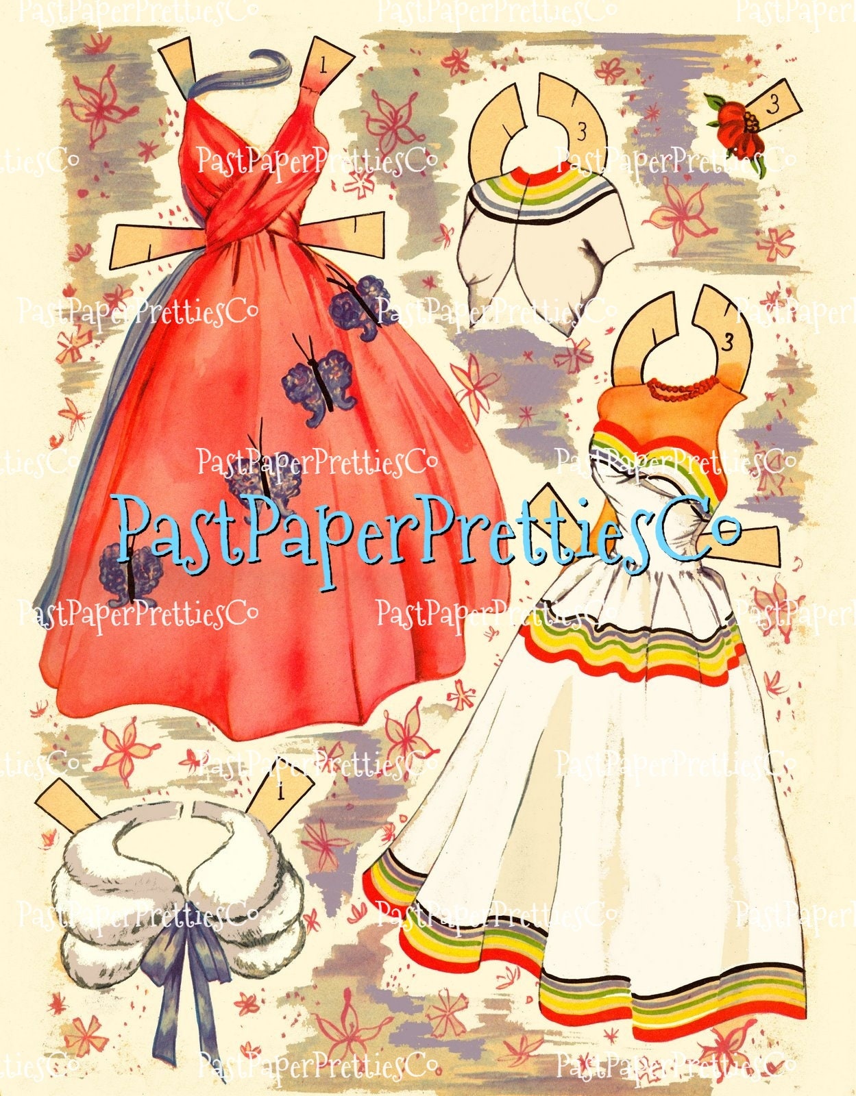 Vintage Beauty Queen Paper Dolls 1948 PDF Printable Instant Digital Download 3 Pretty Mid Century Pageant Dolls Clip Art