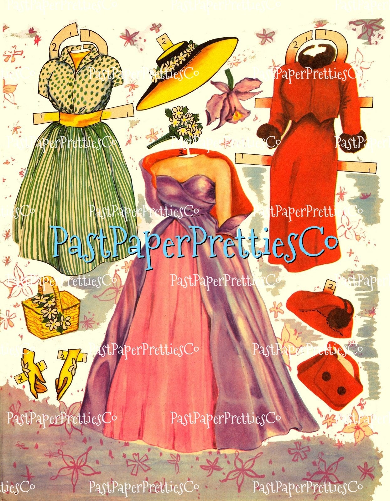 Vintage Beauty Queen Paper Dolls 1948 PDF Printable Instant Digital Download 3 Pretty Mid Century Pageant Dolls Clip Art