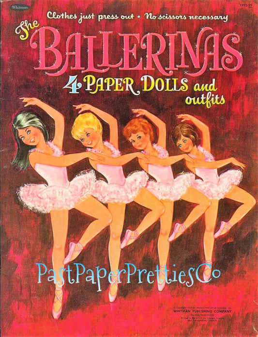 Vintage Paper Dolls The Ballerinas 1967 PDF Printable Instant Digital Download 4 Cute Ballet Dancers and Outfits Clip Art