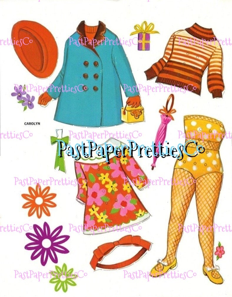 Vintage Paper Dolls with Lace-On Costumes 1969 Printable PDF Instant Digital Download 2 Cute Girls Friends Dolls '60s Fashions Clip Art