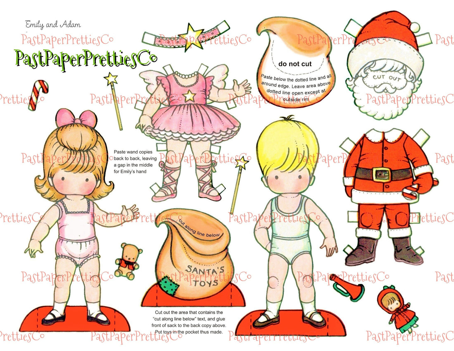 Vintage Printable Christmas Paper Dolls Adorable Girls Boys Paper Playets PDF Instant Digital Download Kawaii Kitschy Holiday Kids Clip Art