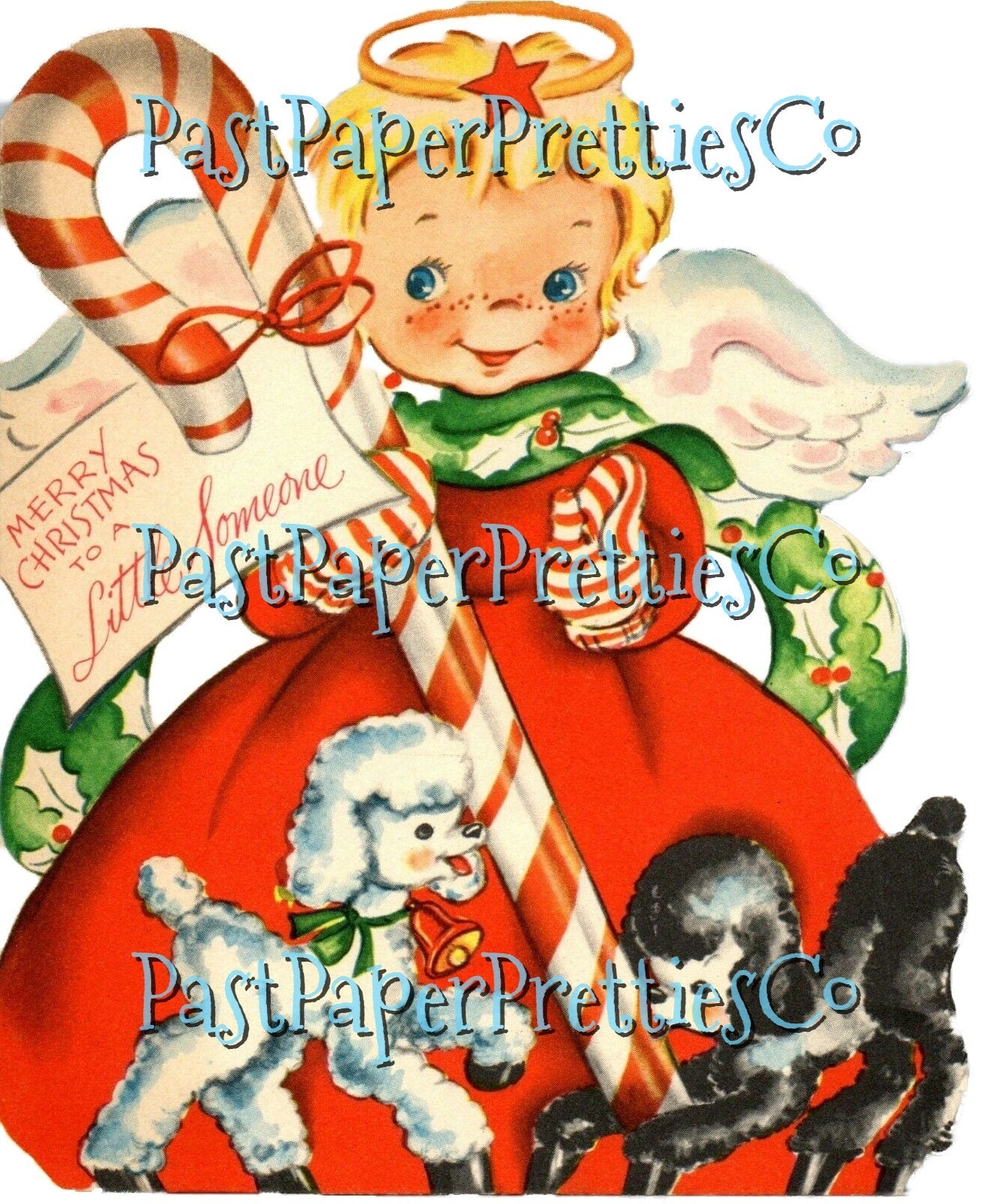 Vintage Printable Pretty Angel Girls Christmas Card Images 3 Sizes Fussy Cuts Collages Full Cards PDF Instant Digital Download Cute Clipart