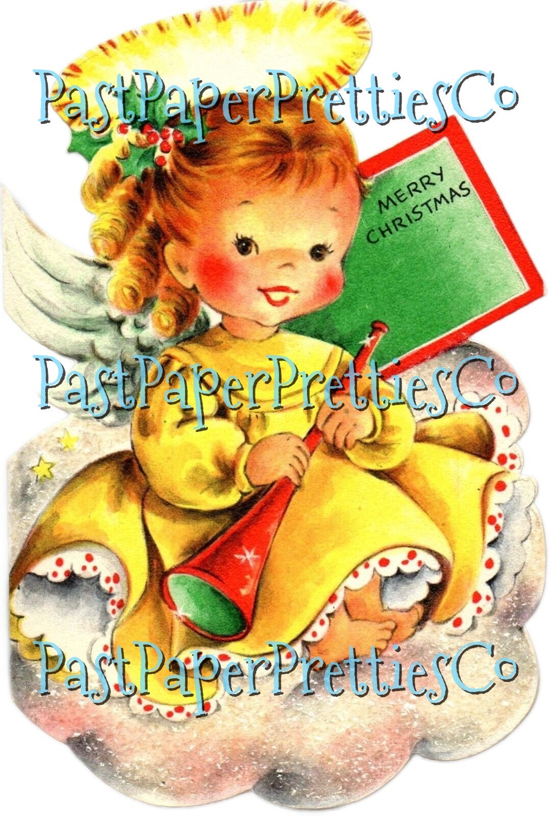 Vintage Printable Pretty Angel Girls Christmas Card Images 3 Sizes Fussy Cuts Collages Full Cards PDF Instant Digital Download Cute Clipart