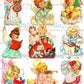 Vintage Printable Pretty Angel Girls Christmas Card Images 3 Sizes Fussy Cuts Collages Full Cards PDF Instant Digital Download Cute Clipart