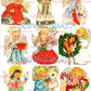 Vintage Printable Pretty Angel Girls Christmas Card Images 3 Sizes Fussy Cuts Collages Full Cards PDF Instant Digital Download Cute Clipart