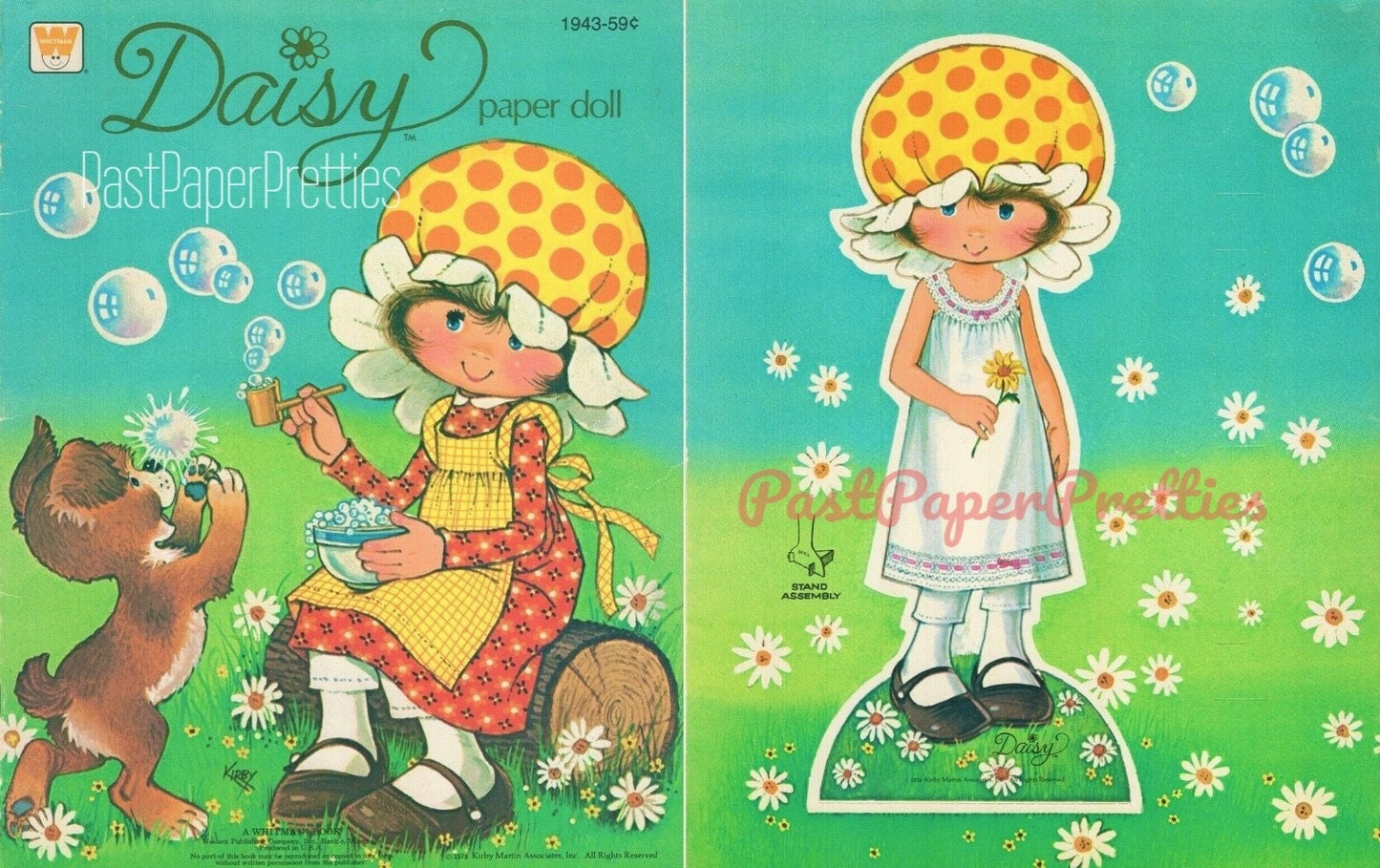 Vintage Paper Dolls Daisy 1978 Printable PDF Instant Digital Download Cute Sunbonnet Prairie Girl Clip Art