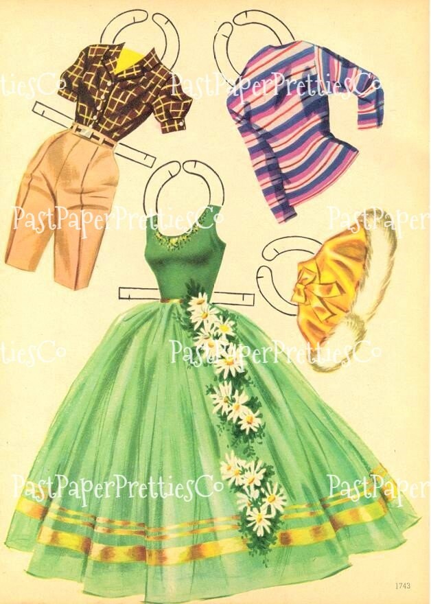 Vintage Paper Dolls Campus Queens Dolls & Dresses 1957 Printable PDF Instant Digital Download Pretty College Girls University Students