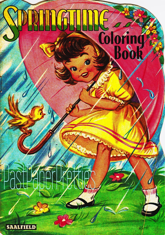 Vintage Printable Coloring Book Pages Springtime 1944 PDF Instant Digital Download Cute Kitsch Boys Girls Children Spring Activities 18 Pgs