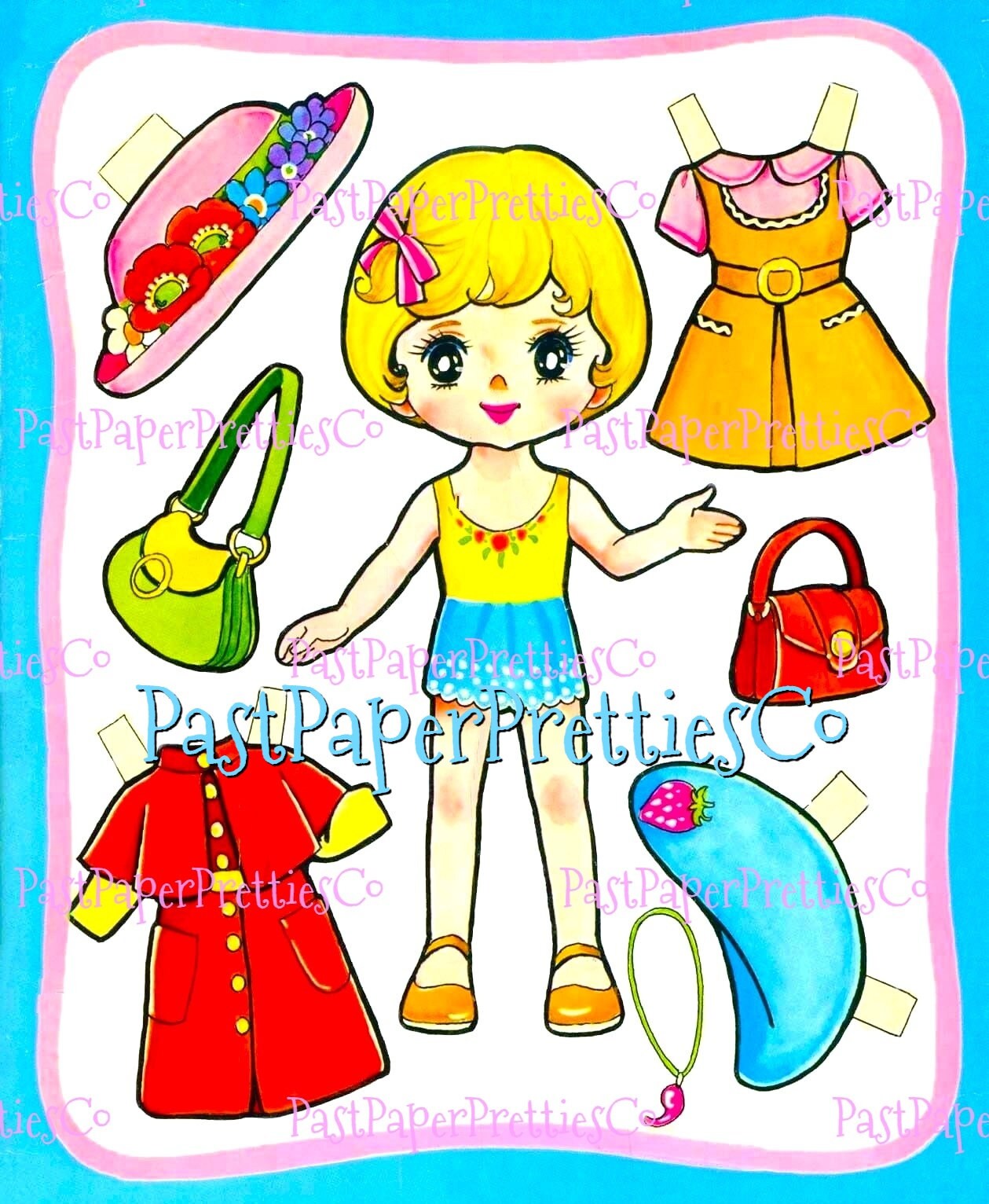 Vintage Printable Cute Kawaii Japanese Girls Paper Dolls Collage Sheets PDF Instant Digital Download Retro Japan Paper Toys