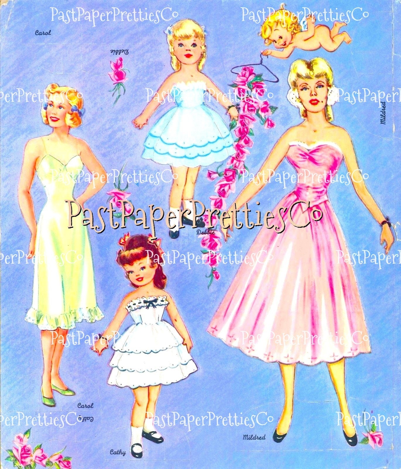 Vintage Paper Dolls Paper Doll Parade 1955 Printable PDF Instant Digital Download 12 Pretty Dolls Girls & Ladies Clip Art