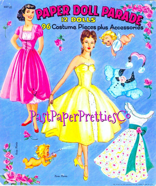 Vintage Paper Dolls Paper Doll Parade 1955 Printable PDF Instant Digital Download 12 Pretty Dolls Girls & Ladies Clip Art