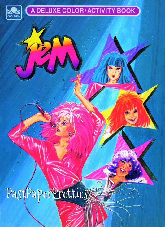 Vintage Jem and The Holograms Coloring Book 1986 Printable PDF Instant Digital Download Retro Girl Rock Band Eighties 137 Pages to Color