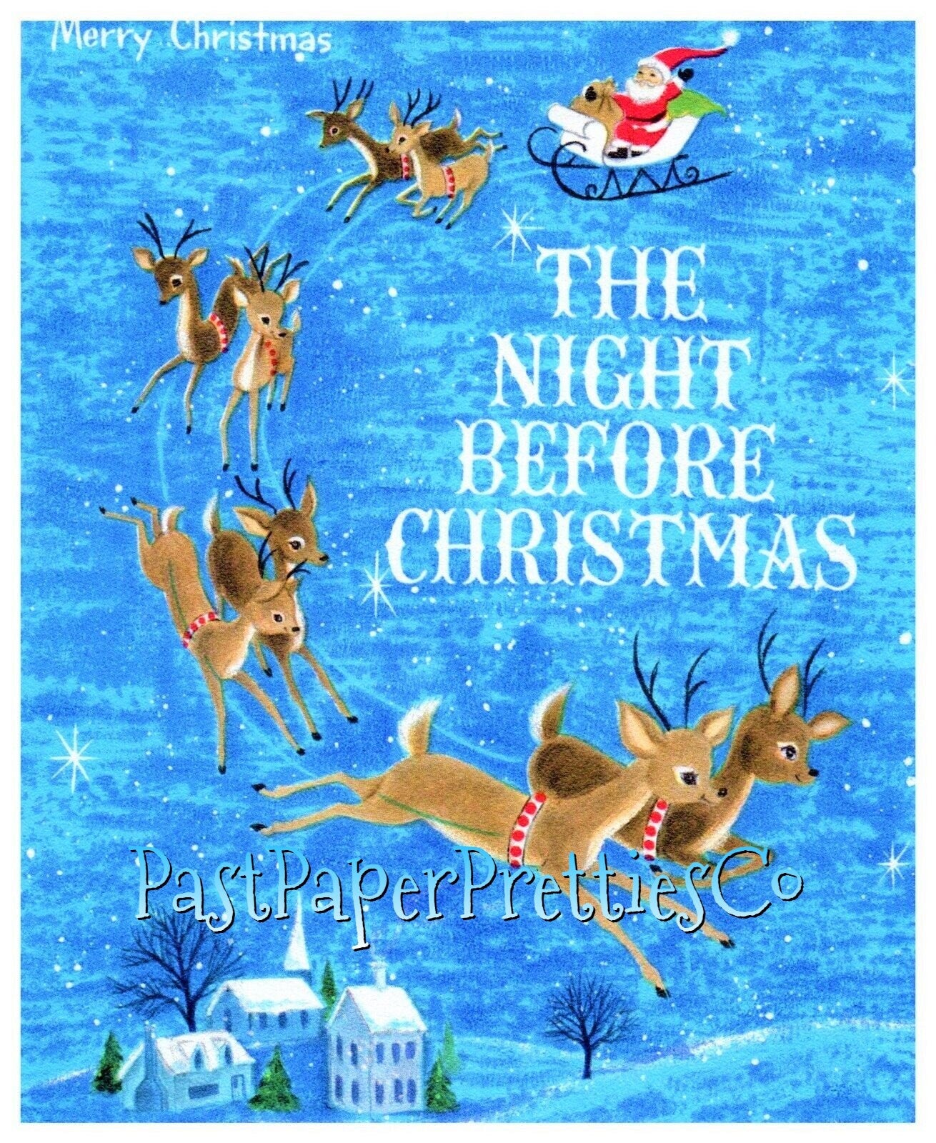 Vintage Printable The Night Before Christmas Picture Story Book Card Art Images PDF Instant Digital Download Classic Santa Claus Clipart