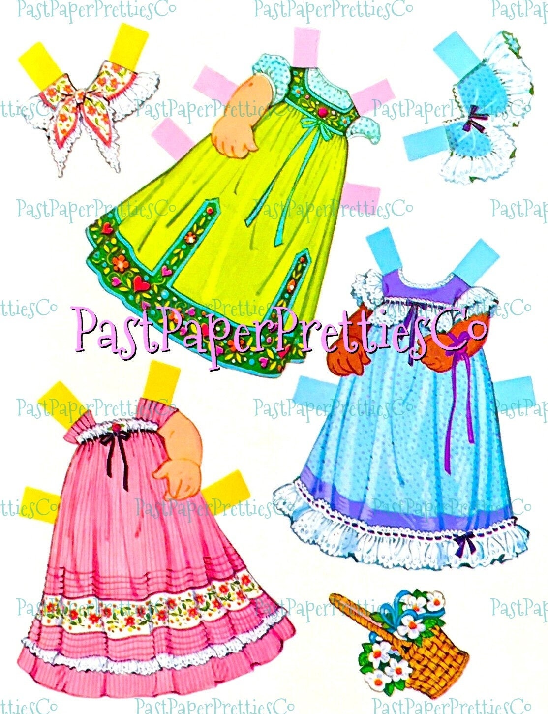 Vintage Paper Dolls Rosebud 1975 Printable PDF Instant Digital Download Cute Nostalgic Childhood Toy Dolly Clip Art