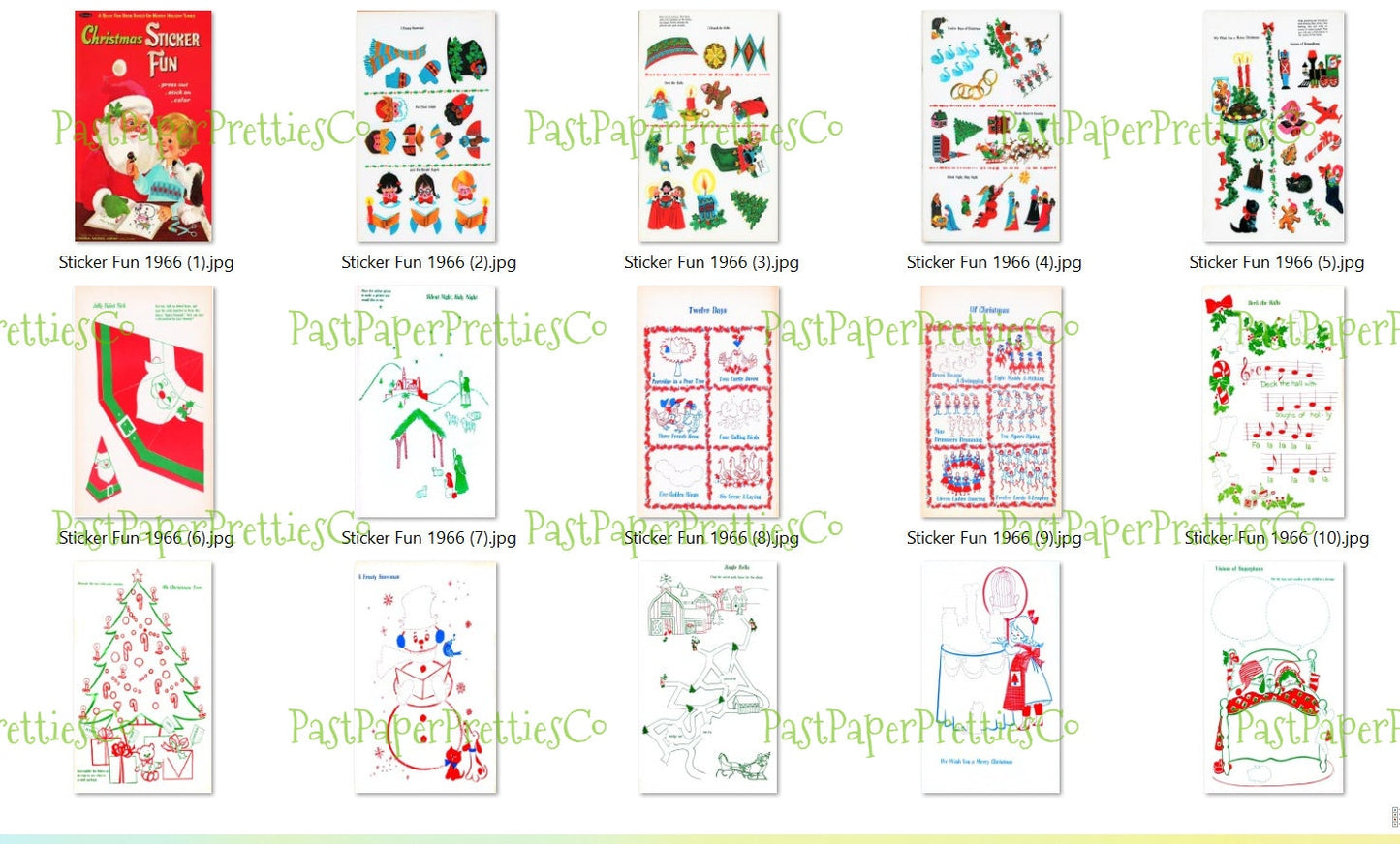 Vintage Christmas Sticker Fun Printable eBook 1966 PDF Instant Digital Download Retro Holiday Activity Play Book Paper Crafts 22 Pages