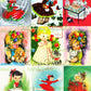 99 Vintage Printable Little Christmas Ladies MCM Girls ATC Collage Sheets Images PDF Instant Digital Download Cute Holiday Clip Art