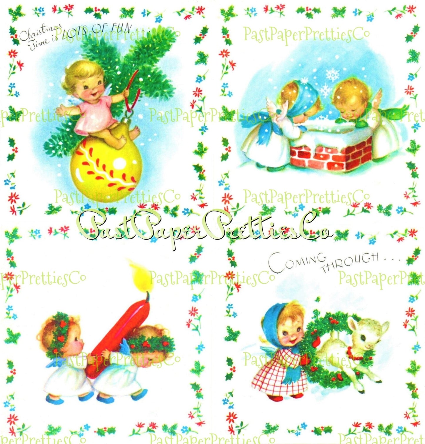 Vintage Christmas Printable Adorable Angel Babies Kids Cards Images PDF Instant Digital Download Cute Kawaii Holiday Cherubs Clipart
