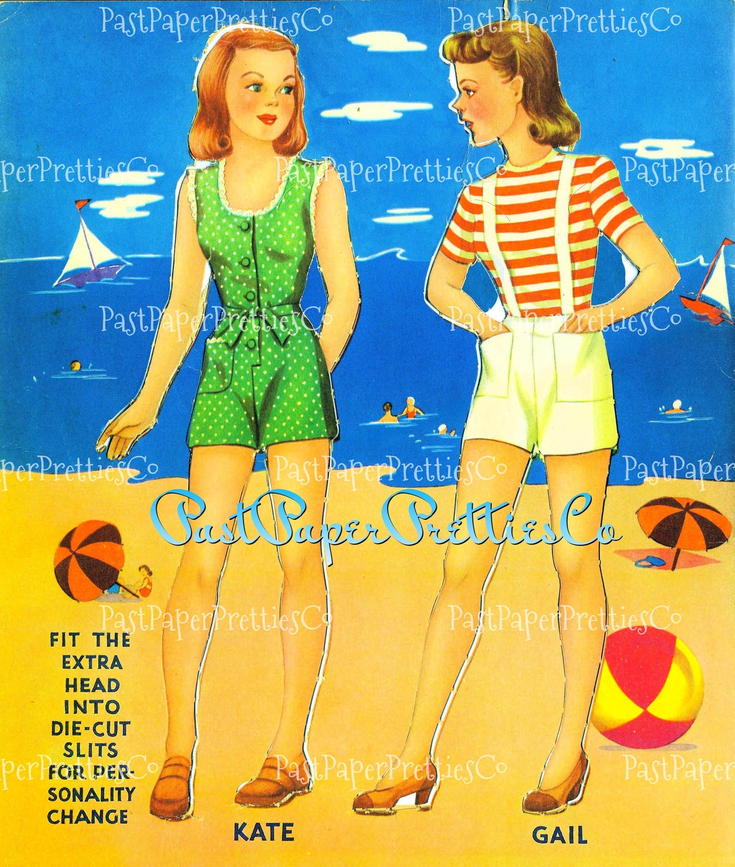 Vintage Paper Dolls Clothes Crazy 1945 PDF Printable Instant Digital Download 3 Pretty Teenage Teen Girls 2 Poses Forties Fashions Clip Art