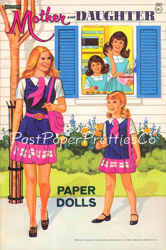 Vintage Paper Dolls Mother and Daughter c. 1963 Printable PDF Instant Digital Download 4 Pretty Mommy and Me Dolls Matching Outfits Clip Art