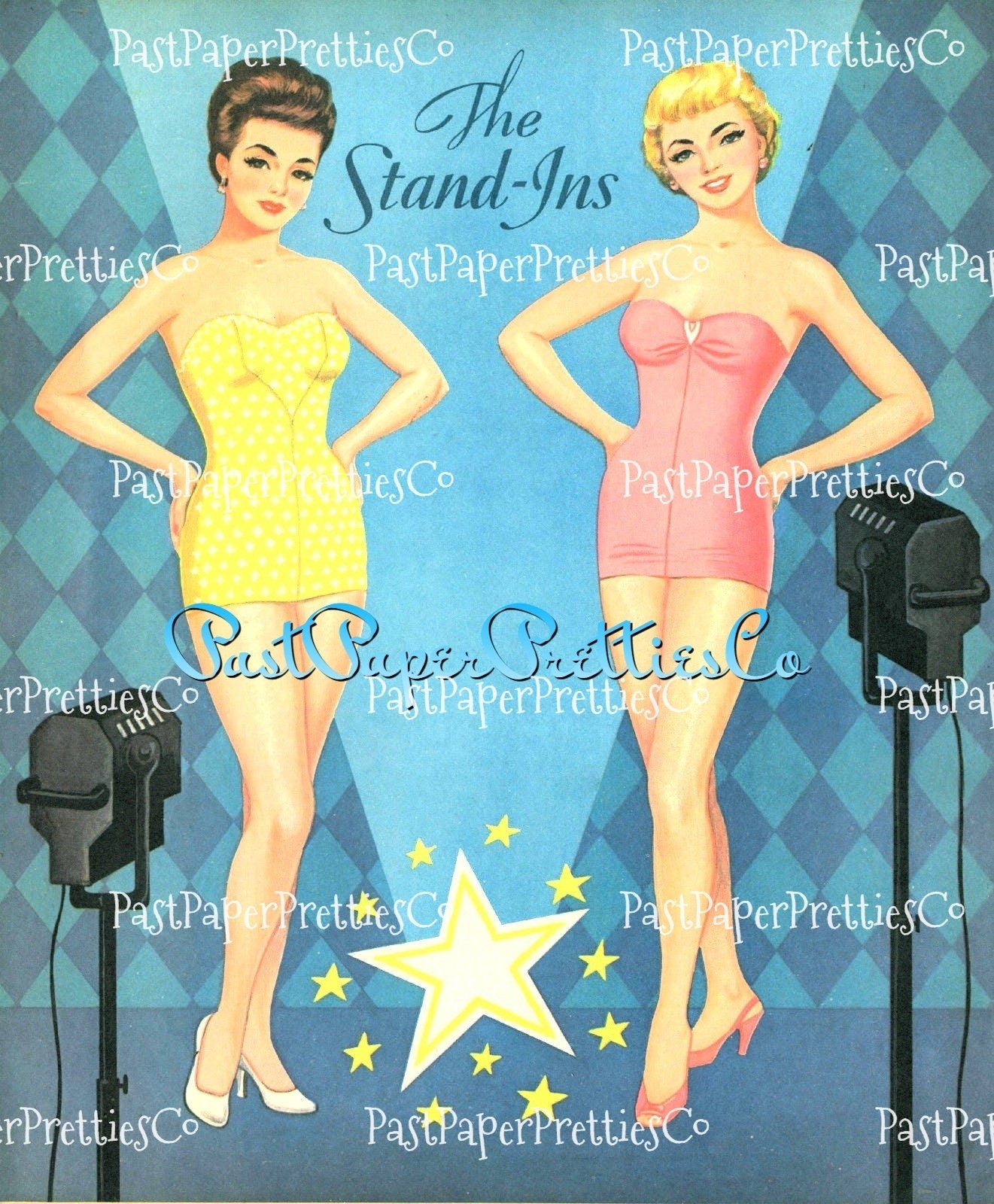 Vintage Paper Dolls Leading Ladies 1950s Printable PDF Instant Digital Download Movie Star Actress Dolls and Their Stand-Ins Clip Art