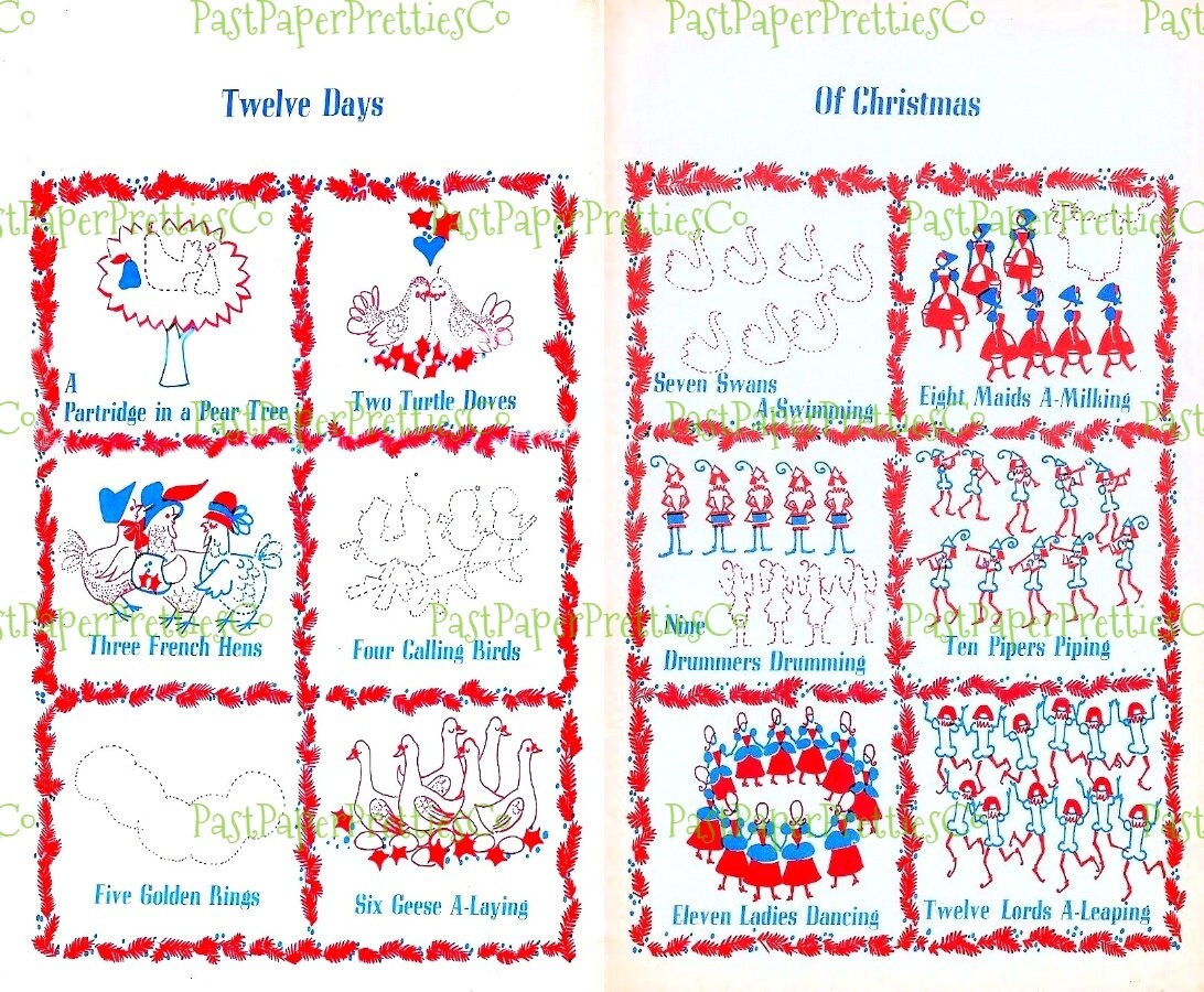 Vintage Christmas Sticker Fun Printable eBook 1966 PDF Instant Digital Download Retro Holiday Activity Play Book Paper Crafts 22 Pages