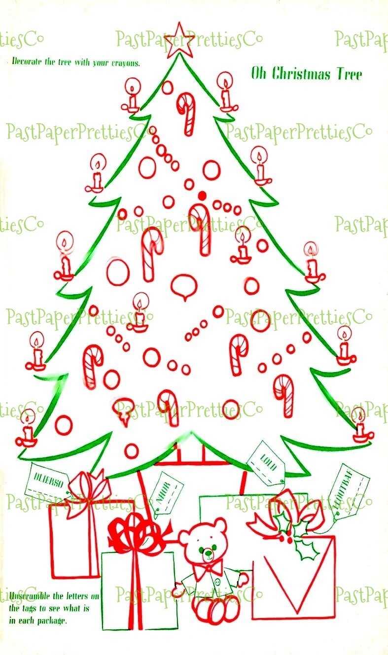 Vintage Christmas Sticker Fun Printable eBook 1966 PDF Instant Digital Download Retro Holiday Activity Play Book Paper Crafts 22 Pages