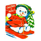 Vintage Christmas Printable Jolly Snowman on Sled MCM Card Image Retro 1960s Instant Digital Download Kitsch Holiday Clipart JPEG PNG