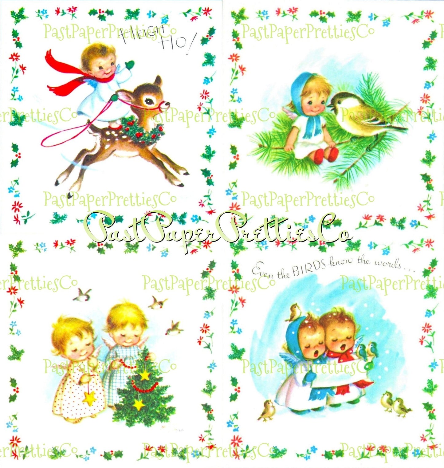 Vintage Christmas Printable Adorable Angel Babies Kids Cards Images PDF Instant Digital Download Cute Kawaii Holiday Cherubs Clipart