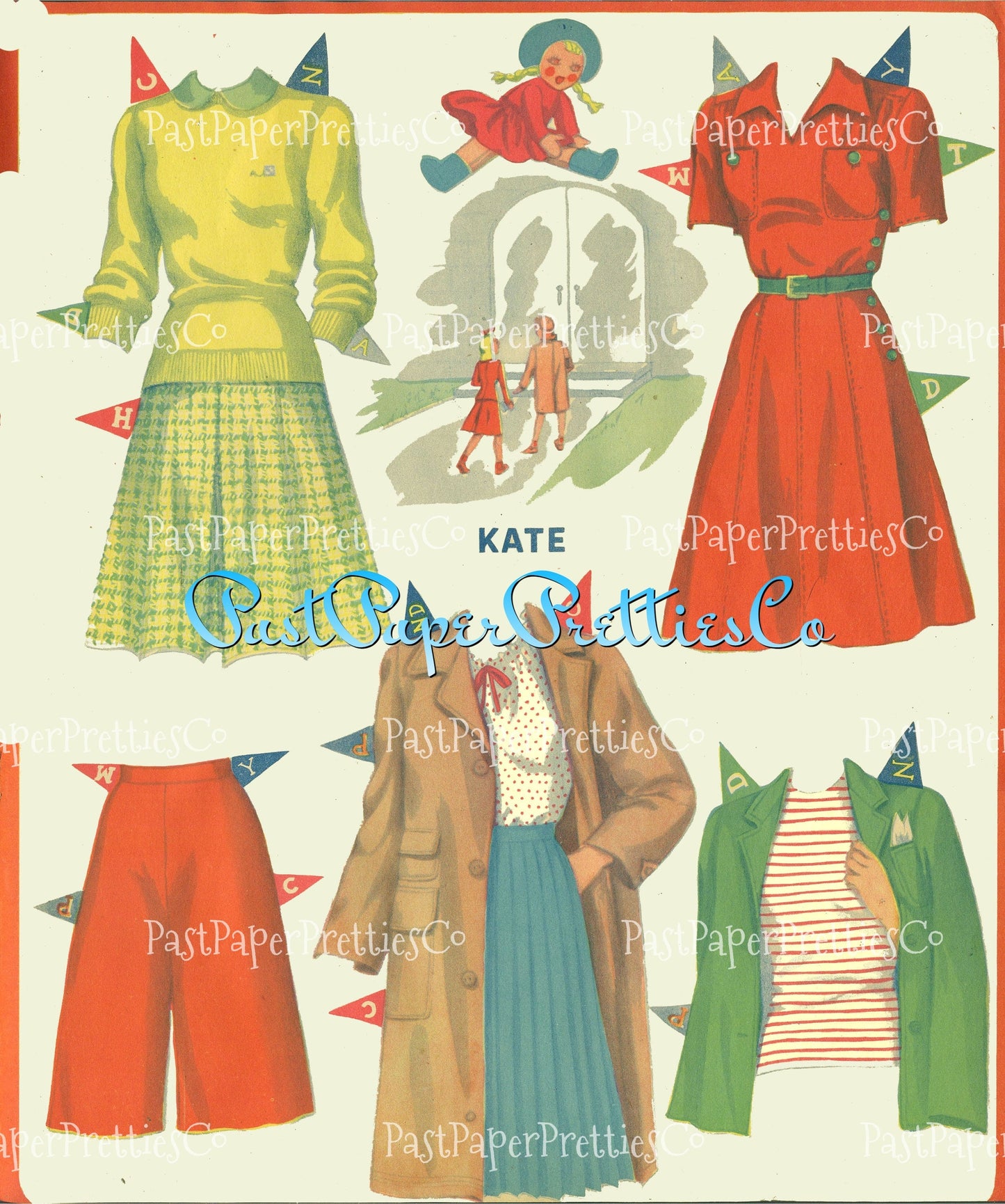 Vintage Paper Dolls Clothes Crazy 1945 PDF Printable Instant Digital Download 3 Pretty Teenage Teen Girls 2 Poses Forties Fashions Clip Art