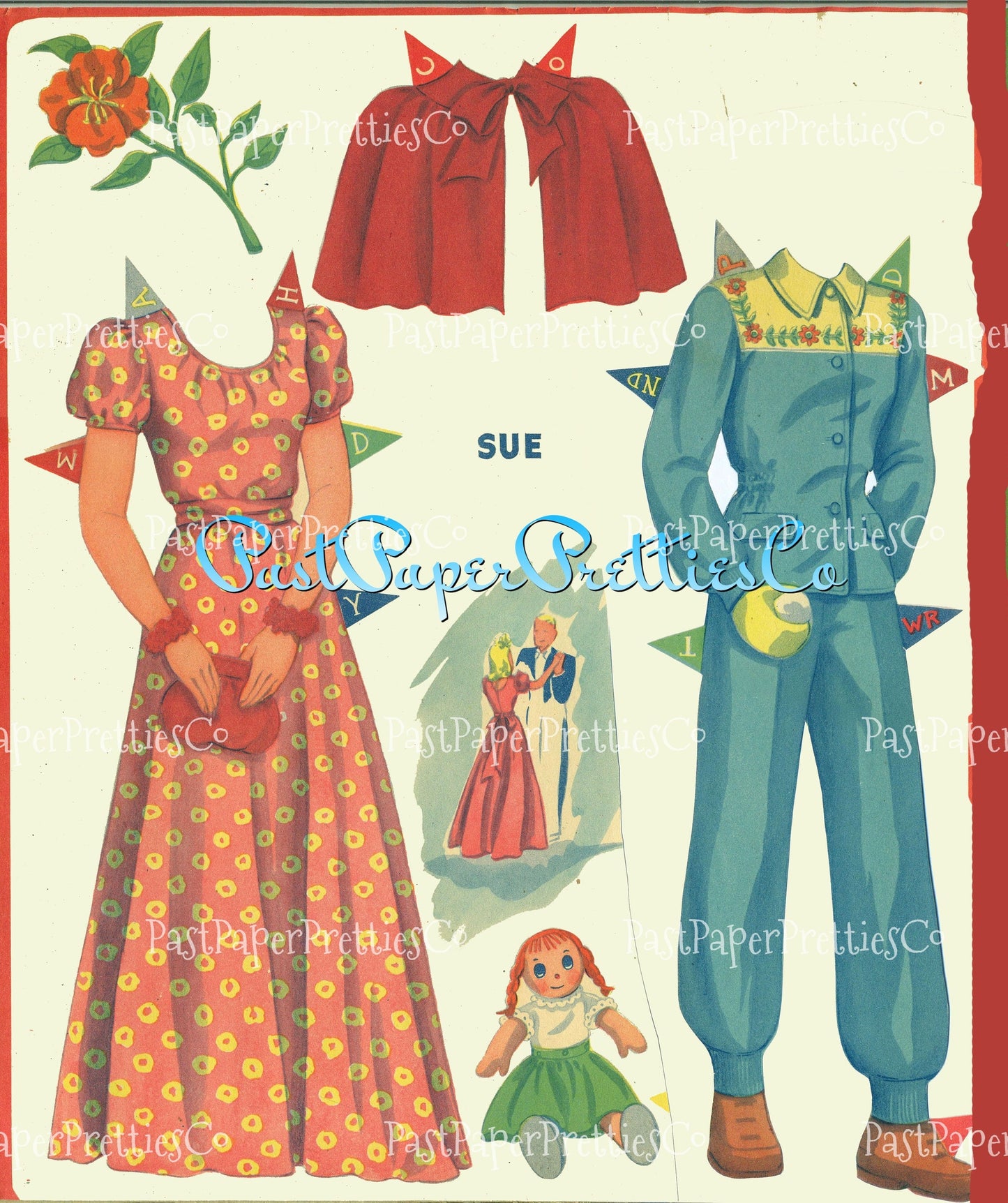 Vintage Paper Dolls Clothes Crazy 1945 PDF Printable Instant Digital Download 3 Pretty Teenage Teen Girls 2 Poses Forties Fashions Clip Art