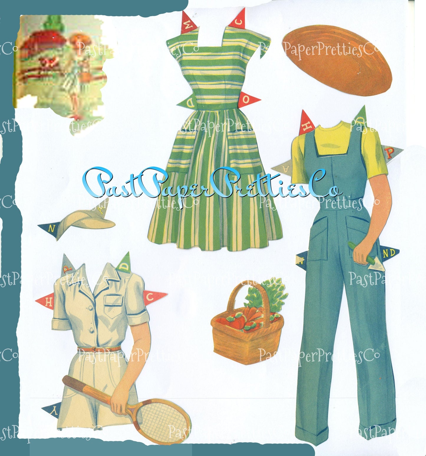 Vintage Paper Dolls Clothes Crazy 1945 PDF Printable Instant Digital Download 3 Pretty Teenage Teen Girls 2 Poses Forties Fashions Clip Art