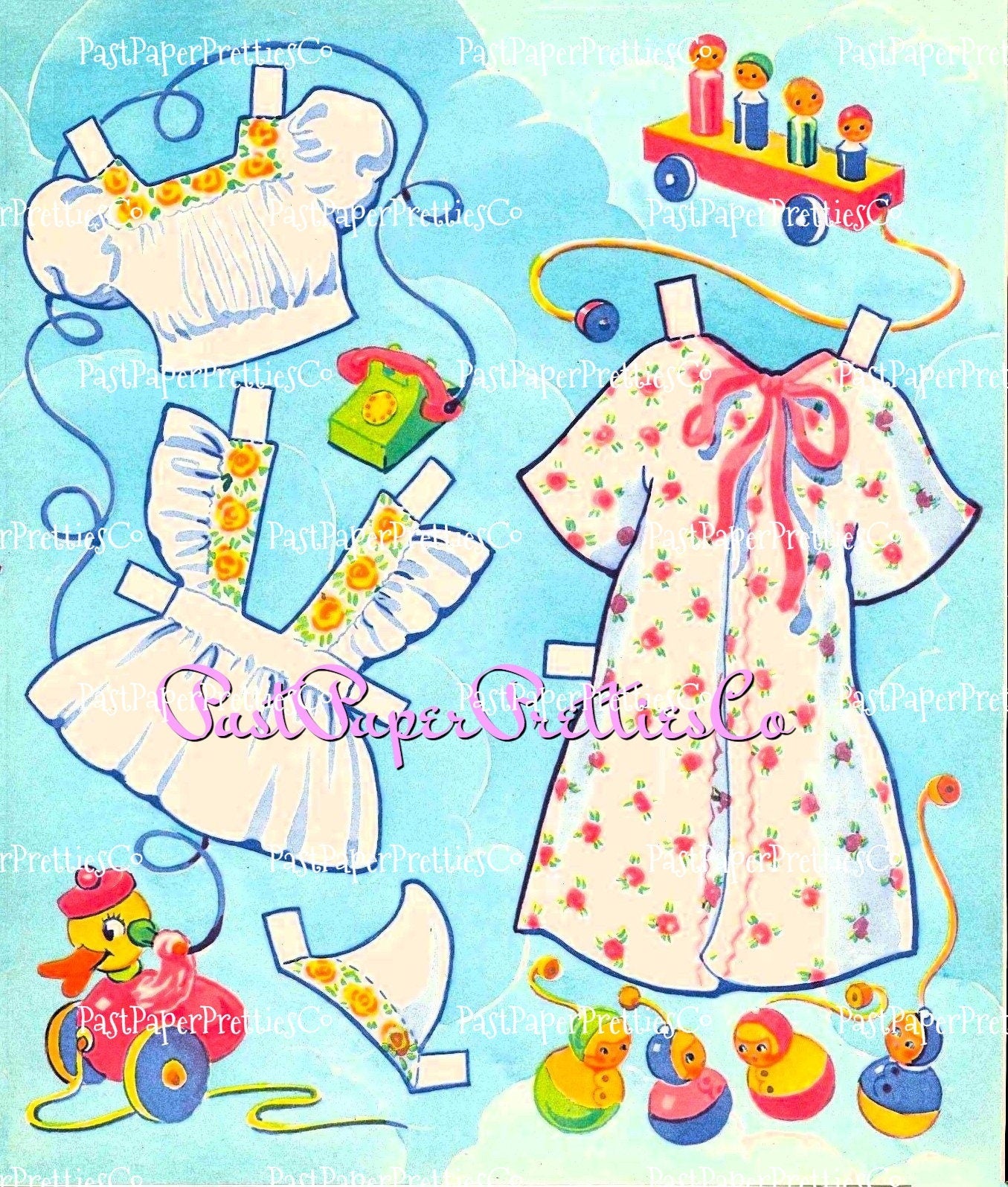 Vintage Paper Dolls Baby Sparkle Plenty 1948 Printable Adorable Dolly And Outfits PDF Instant Digital Download Kitschy Cute Girl Clipart