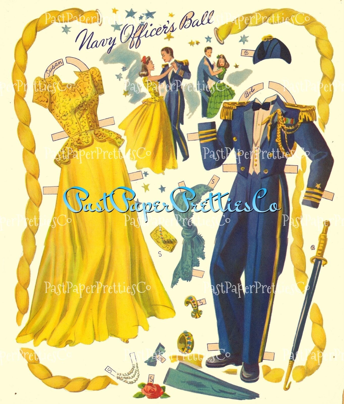 Vintage Paper Dolls Navy Scouts 1942 Printable PDF Instant Digital Download WWII Naval Sea Force Boy Girl Military Wartime Clip Art