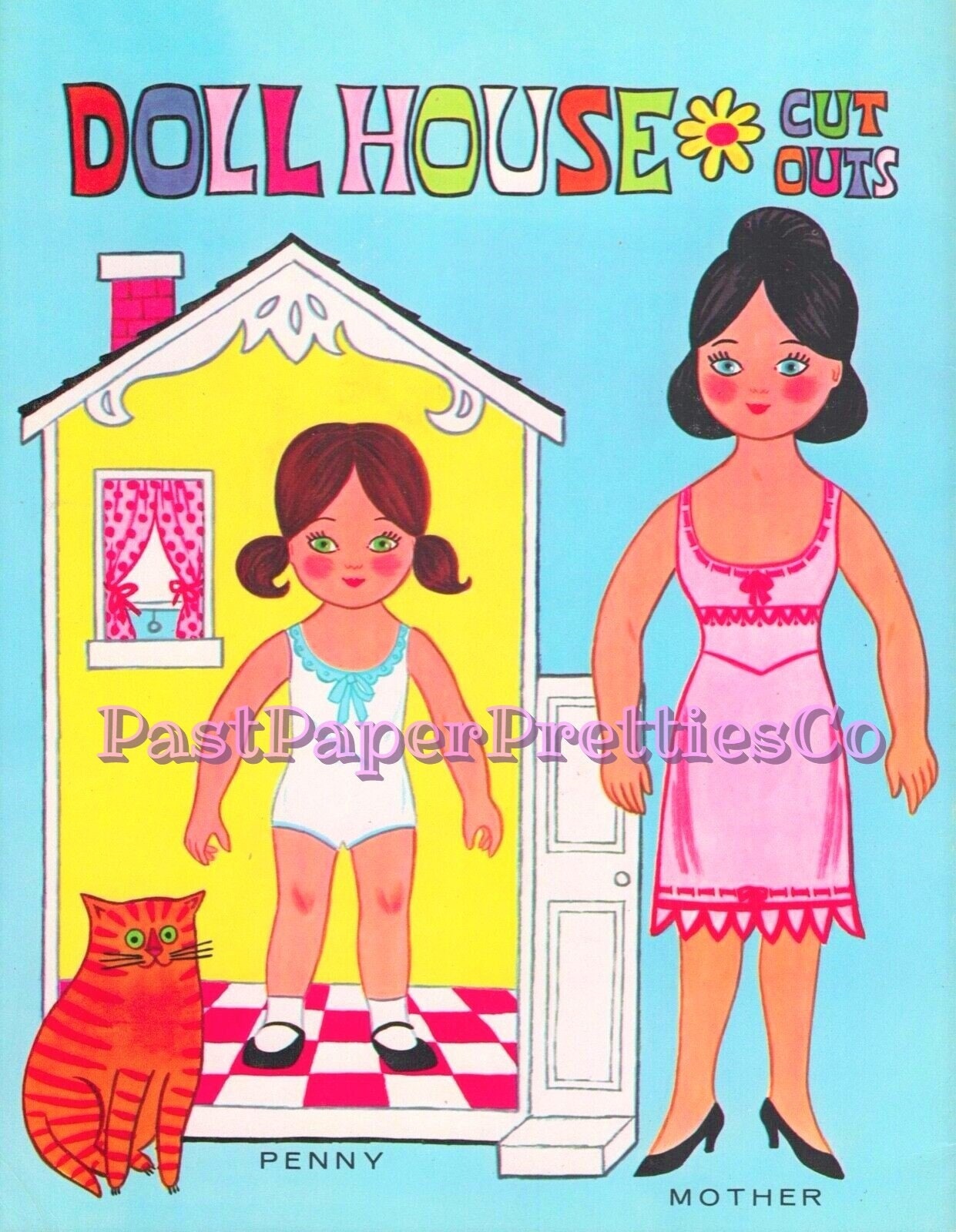 Vintage Paper Dolls Dollhouse Cut Outs 1960s Printable Instant Digital Download Kitschy Cute All Girls Family