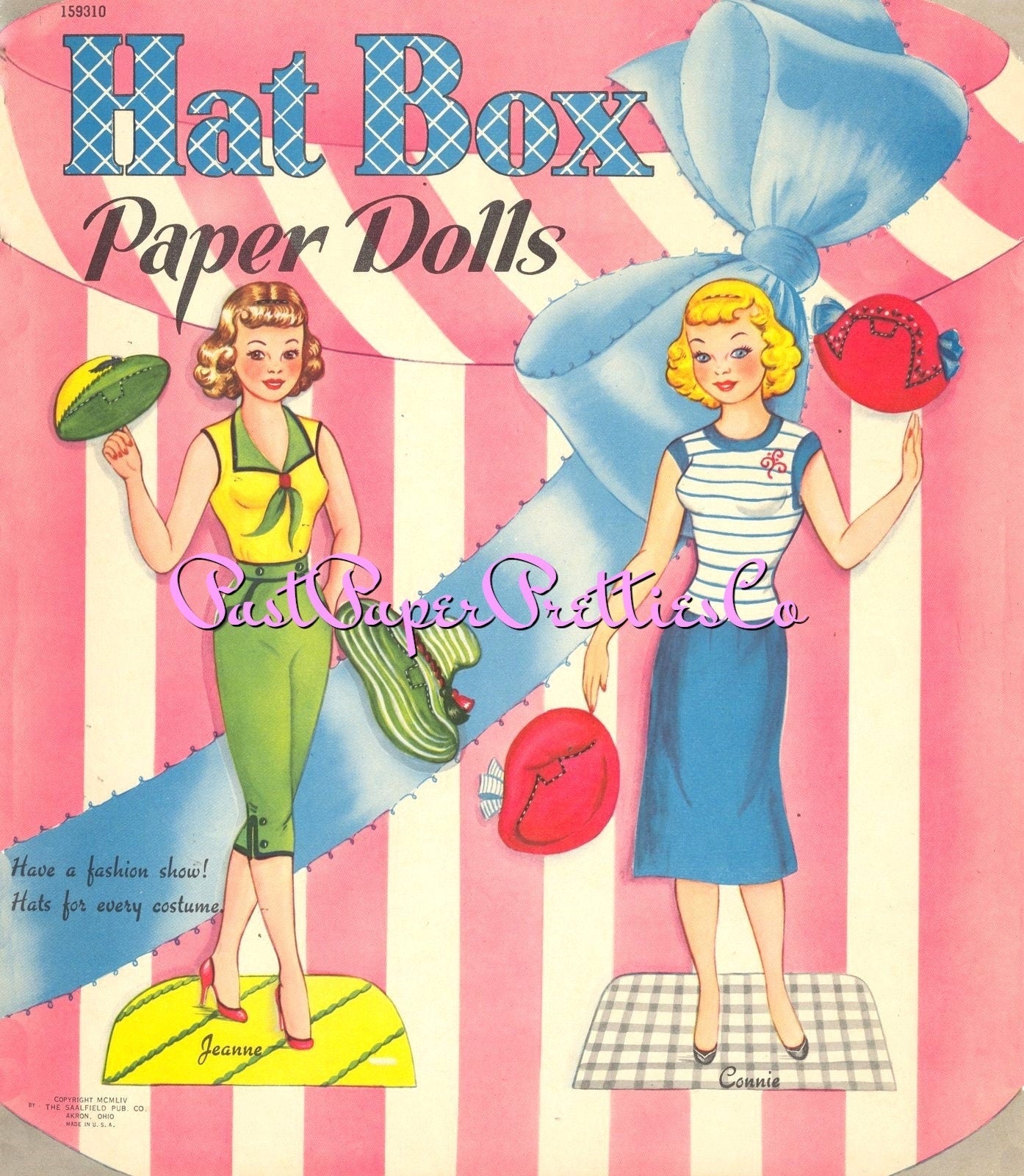 Vintage Hat Box Paper Dolls with Hats for Every Costume 1954 Printable PDF Instant Digital Download 4 Kitsch Cute MCM Fashion Ladies