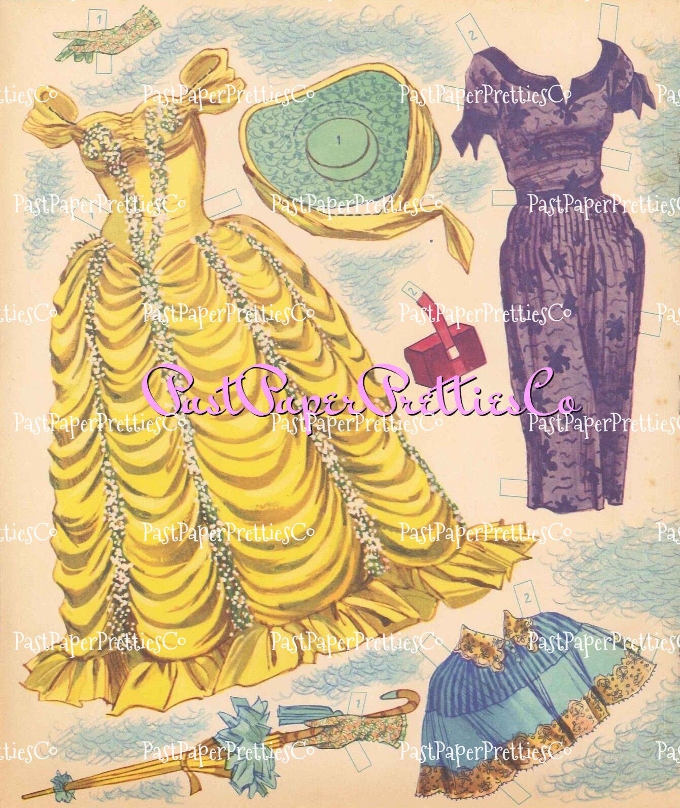 Vintage Paper Dolls Golden Girl Gay and Gail 1953 Printable PDF Instant Digital Download Beautiful '50s Glam Glamour Gals Clip Art