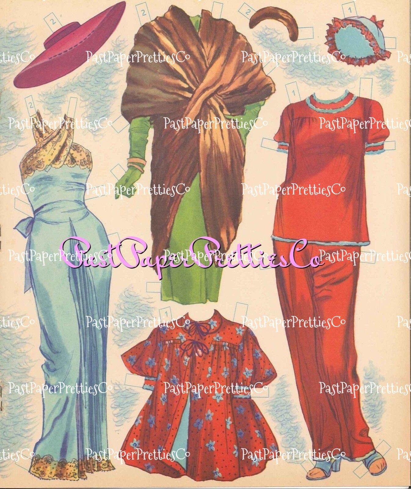 Vintage Paper Dolls Golden Girl Gay and Gail 1953 Printable PDF Instant Digital Download Beautiful '50s Glam Glamour Gals Clip Art