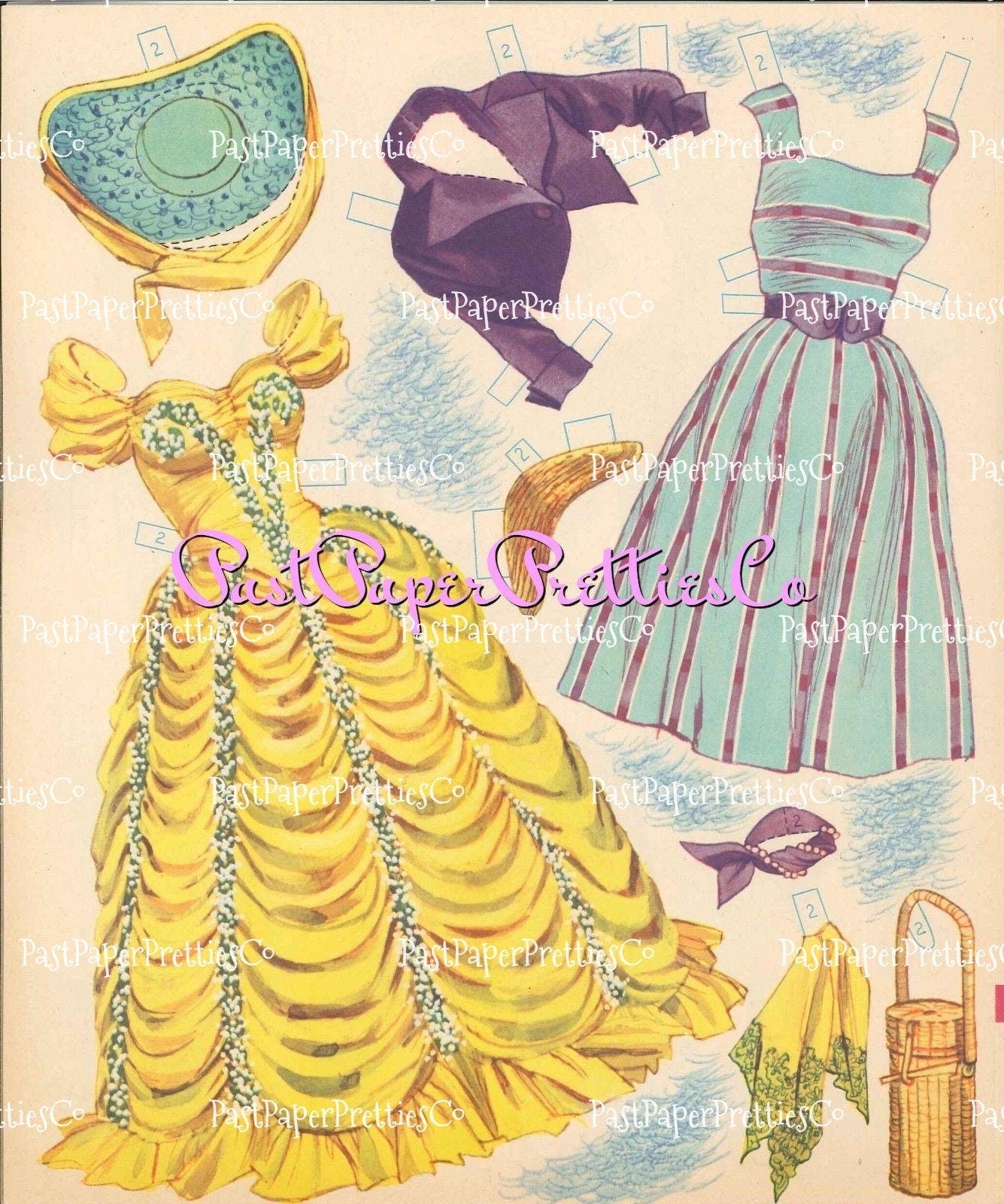 Vintage Paper Dolls Golden Girl Gay and Gail 1953 Printable PDF Instant Digital Download Beautiful '50s Glam Glamour Gals Clip Art