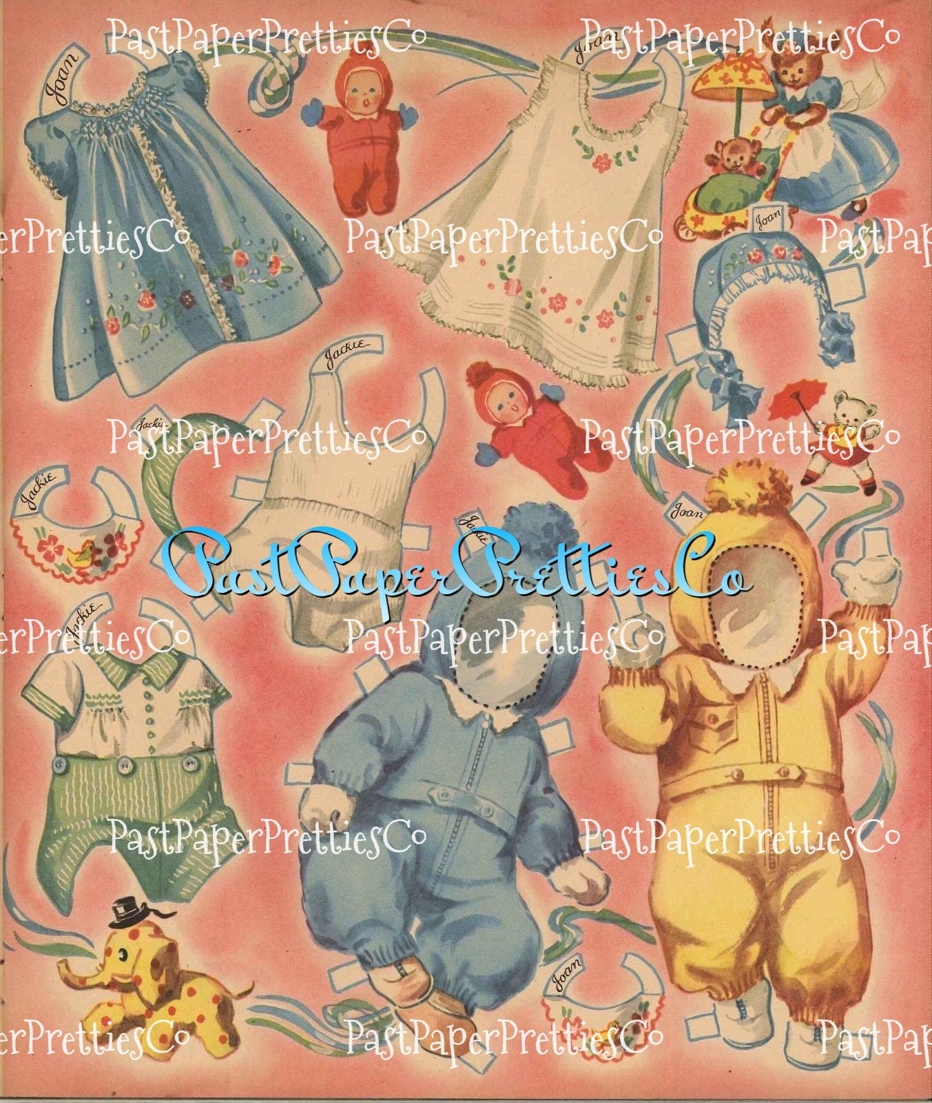 Vintage Baby Paper Dolls Cradle Tots 1946 Printable PDF Instant Digital Download Cute Cherubic Babies & Clothing Clip Art