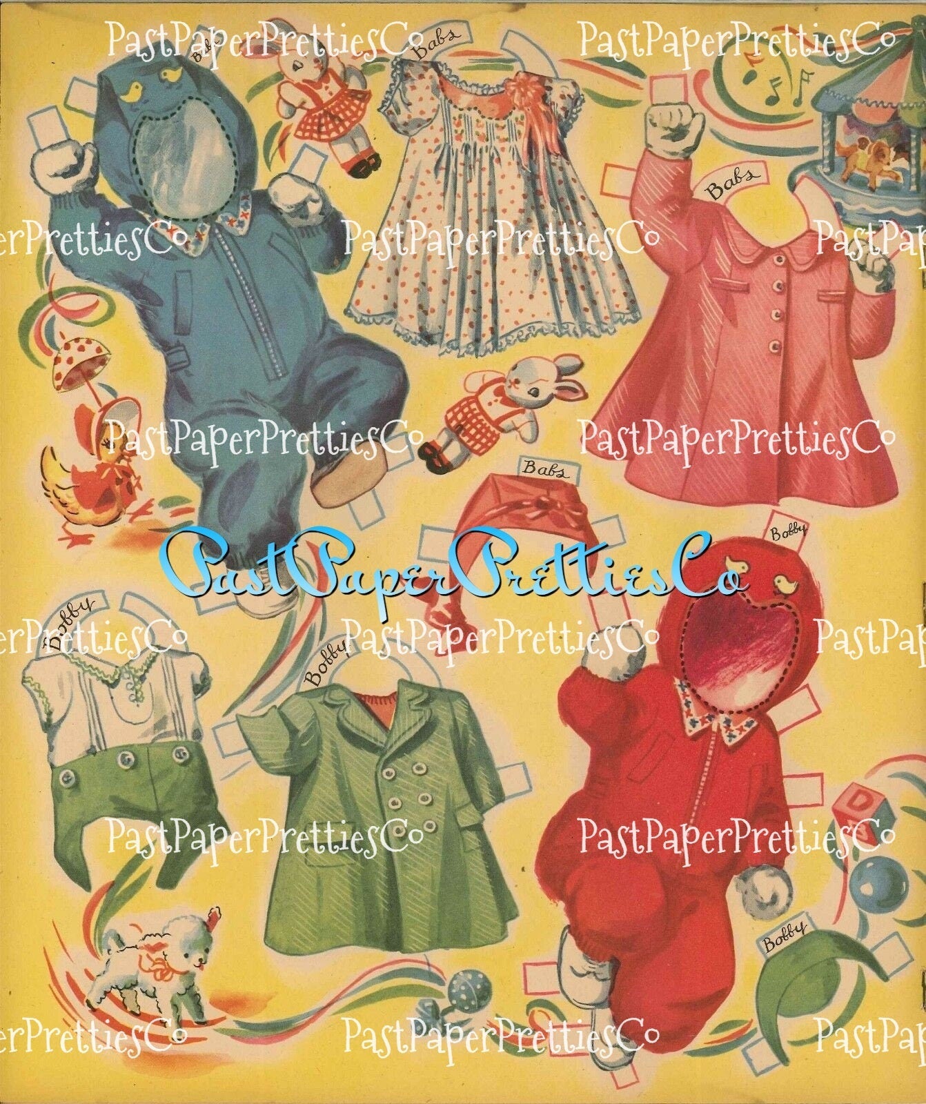 Vintage Baby Paper Dolls Cradle Tots 1946 Printable PDF Instant Digital Download Cute Cherubic Babies & Clothing Clip Art