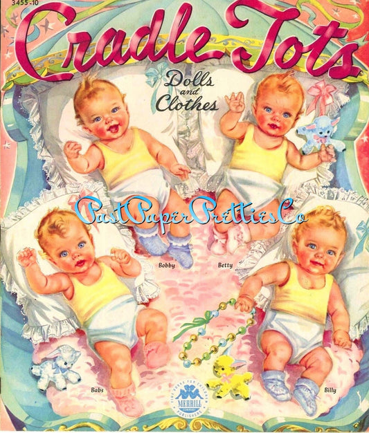 Vintage Baby Paper Dolls Cradle Tots 1946 Printable PDF Instant Digital Download Cute Cherubic Babies & Clothing Clip Art