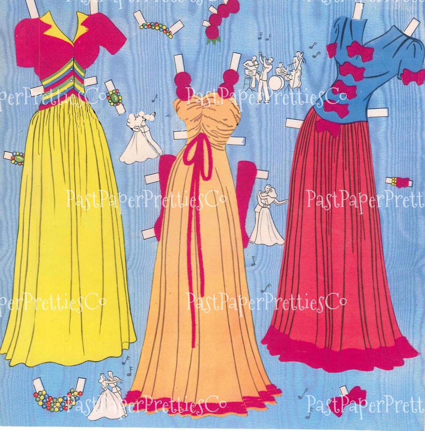 Vintage Paper Dolls 3 Pretty Girls 1943 Printable PDF Instant Digital Download '40s Fashions Clothing Clip Art