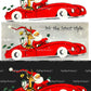 Vintage Printable Santa and Reindeer Red Sports Car Christmas Card Image PDF Instant Digital Download Kitsch MCM Clipart 3 Backgrounds