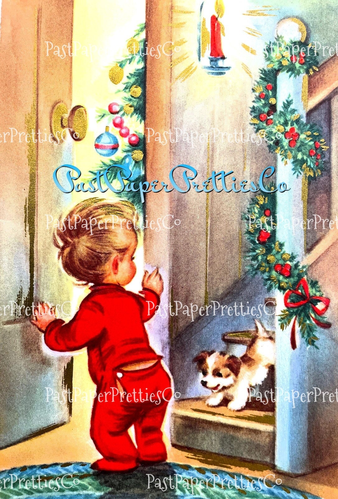 Vintage Printable Cute Curious Little Christmas Boys Card Images PDF Instant Digital Download Kitsch MCM Xmas Morning Clipart 300 dpi